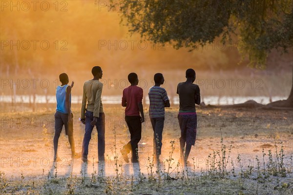 Young people on an evening walk