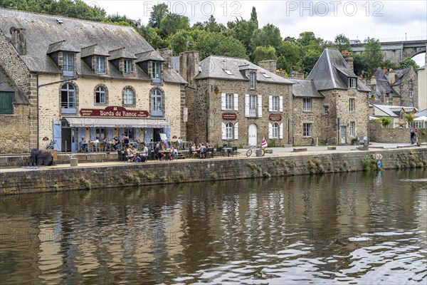 Medieval buildings on the river Rance in Dinan