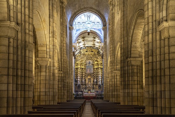 Interior and altar of the Se do Porto Cathedral
