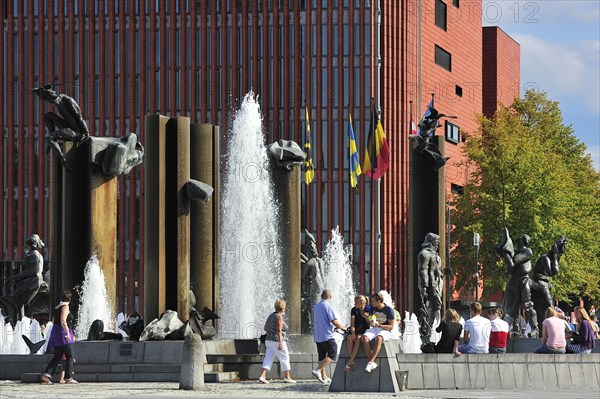 The concert hall and sculpture group with fountain