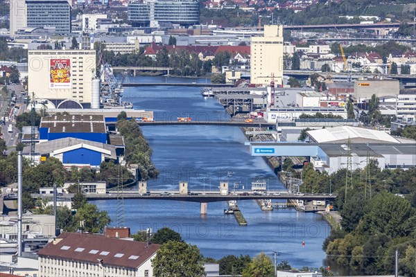 Neckar with harbour and industrial facilities