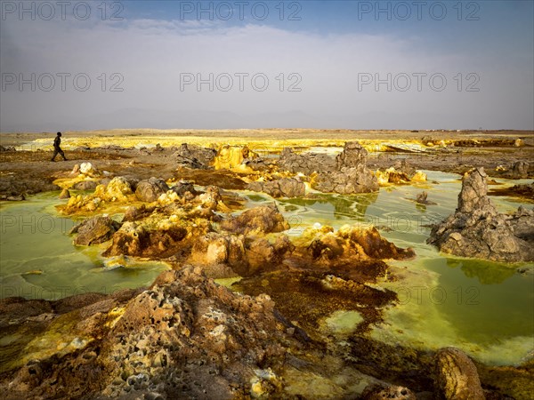 Geothermal area with sulphur deposits and acidic brines