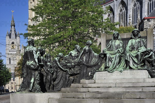 Monument in honour of the Van Eyck brothers in Ghent