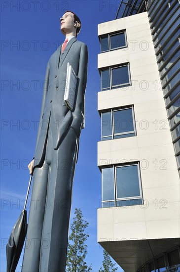 Sculpture The Long Banker in front of the Deka Bank at Kirchberg