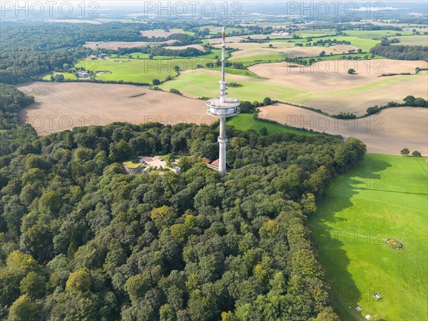 Aerial view of Bungsberg telecommunications tower and Elisabethturm
