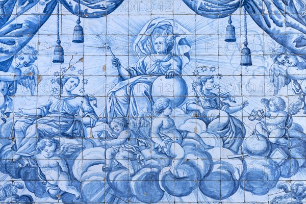 Mural of typical blue tiles azulejos in the Se do Porto Cathedral