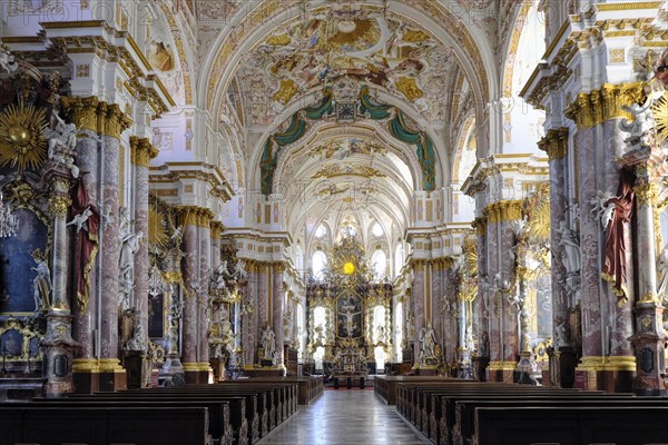 Interior view of St. Mary's Assumption in the Fuerstenfeldbruck Monastery