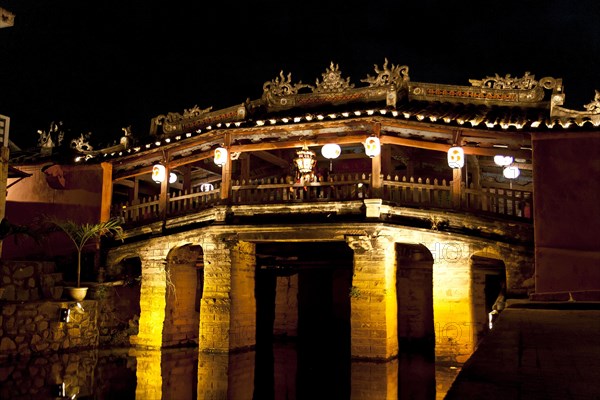 Japanese Bridge by night in Hoi An