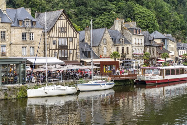 The harbour and medieval buildings on the river Rance in Dinan