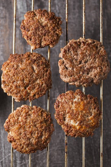 Top view burger patties tray