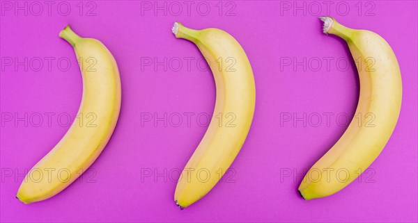 Top view arrangement three bananas