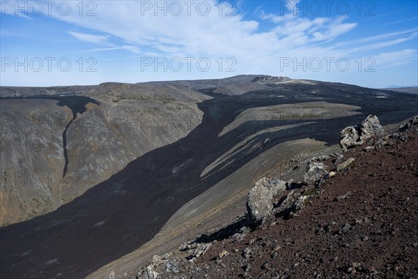 Fagradalsfjall volcano and cooled lava