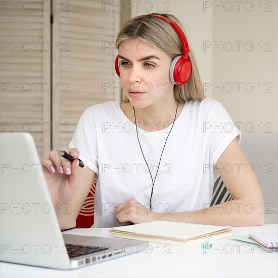 Online remote courses student paying attention