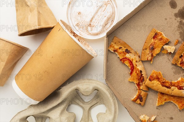 Leftover pizza food disposable cup