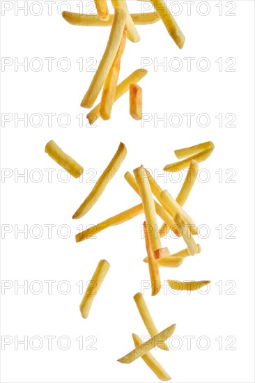 Flying or levitating crispy french fries