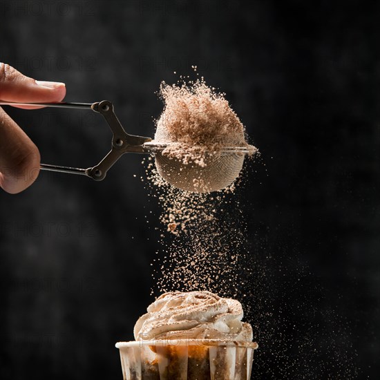 Close up cupcake with cinnamon