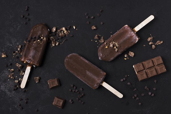 Top view chocolate ice cream table