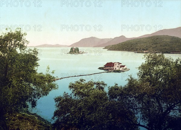 Monastery island of Vlacherna and behind it the mouse island