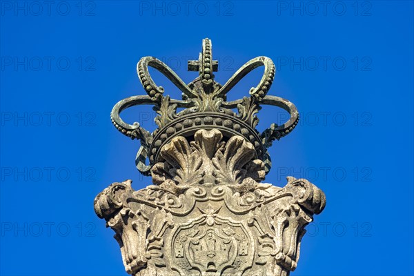 Pelourinho stone monument in the square in front of Terreiro da Se Cathedral