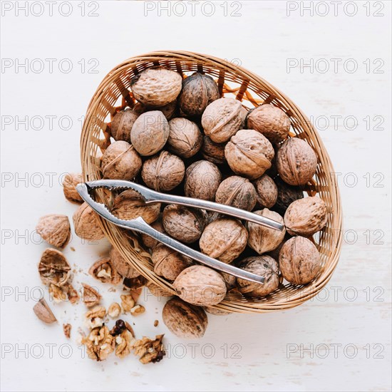 Walnuts basket with nut mill