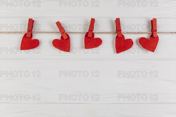 Decorative hearts hanging rope with pegs