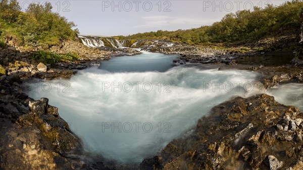 Bruarfoss waterfall in summer