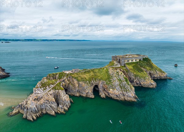 St. Catherines Island and fort from a drone