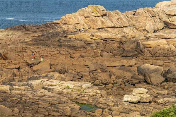 The rocks of the pink granite coast Cote de Granit Rose near Ploumanac'h