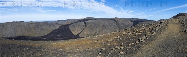 Fagradalsfjall volcano and cooled lava