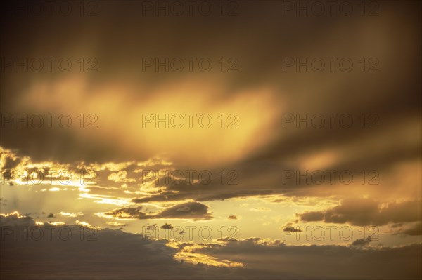 Clouds in the evening during the rainy season. Kalahari Desert