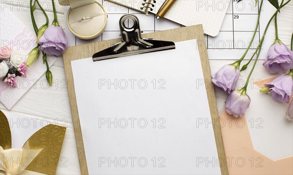 Empty clipboard papers wedding planner