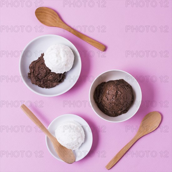 Top view cup with ice cream