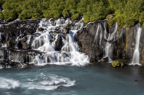 Hraunfossar Waterfalls with Hvita River