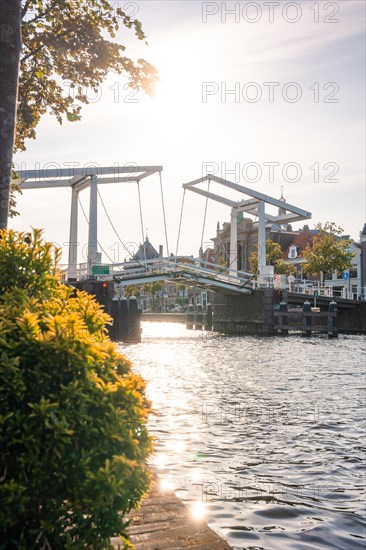 Historic drawbridge Gravestenenbrug at sunset