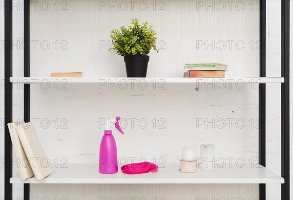 Front view shelves with plants