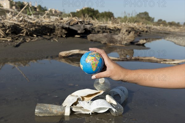 Plastic trash seaside