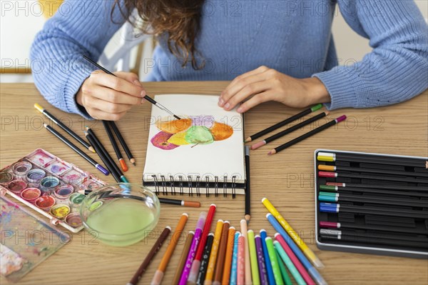 Woman home drawing