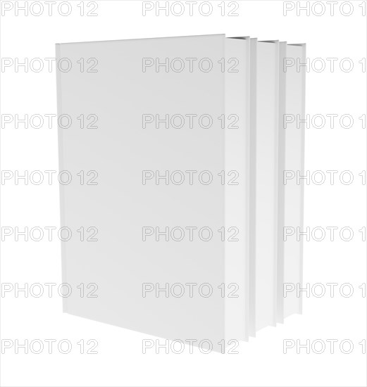 Three books mockup with blank cover isolated on a white background