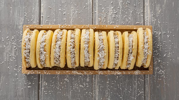 Top view delicious alfajores cookies