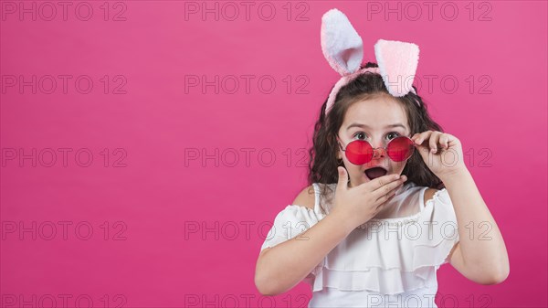 Amazed girl bunny ears