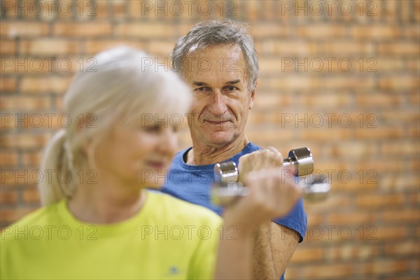 Retired couple working out