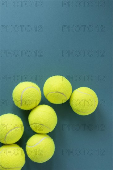Top view new tennis balls with copy space