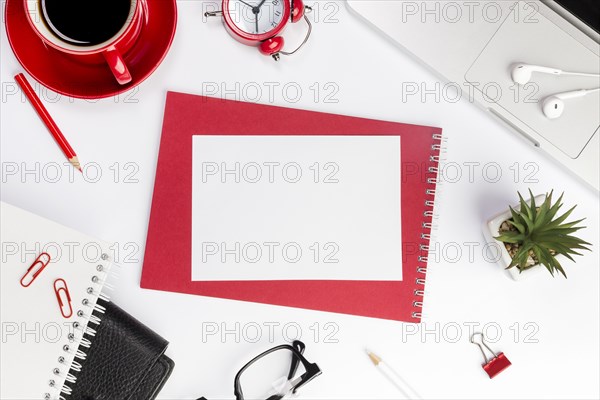 Blank paper spiral notepad office desk