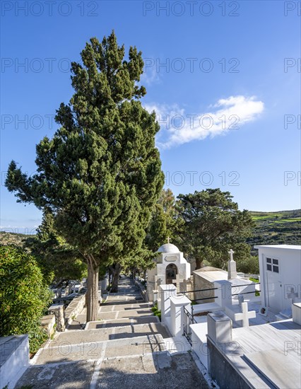 White graves at the cemetery of Lefkes