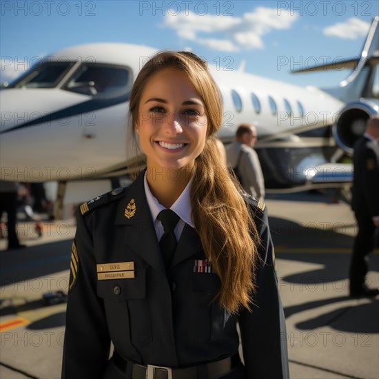 Proud pilots stand in front of their aircraft