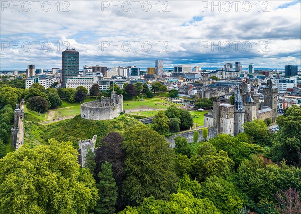 Cardiff Castle from a drone