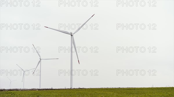 Front view wind turbines with copy space