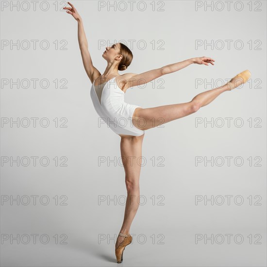 Full shot talented ballerina one leg