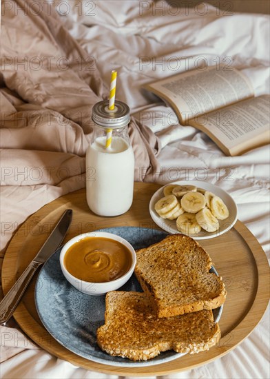 High angle peanut butter milk bread