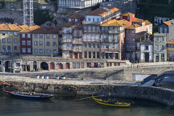 Douro promenade Cais de Ribeira and the old town of Porto seen from above